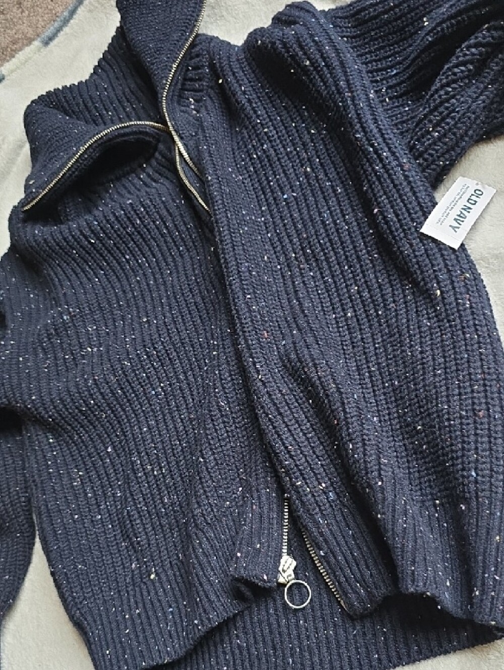 Old Navy Ribbed Zip-Up Sweater Jacket with Muticolored Flecks